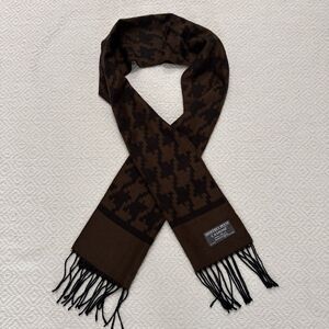 Geoffrey Beene Cashme Women's Soft Scarf Tan Brown Fringe Acrylic Made In Italy
